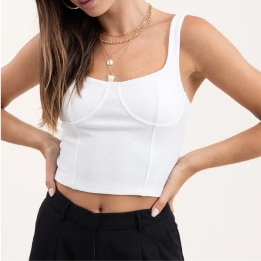 ZARA white bustier corset style crop tank top